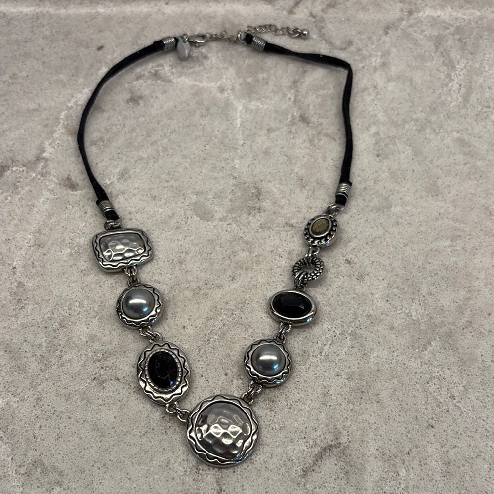 Lia Sophia  Silver and Black Necklace